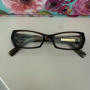 Oscar de la Renta Brown Rectangular Glasses